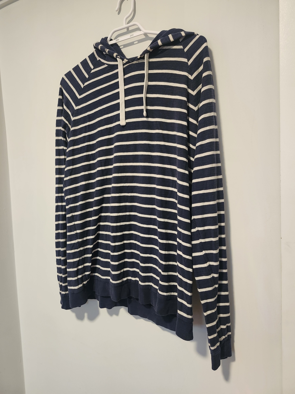 Banana Republic Navy Striped Cotton Hoodie | Large, Classic